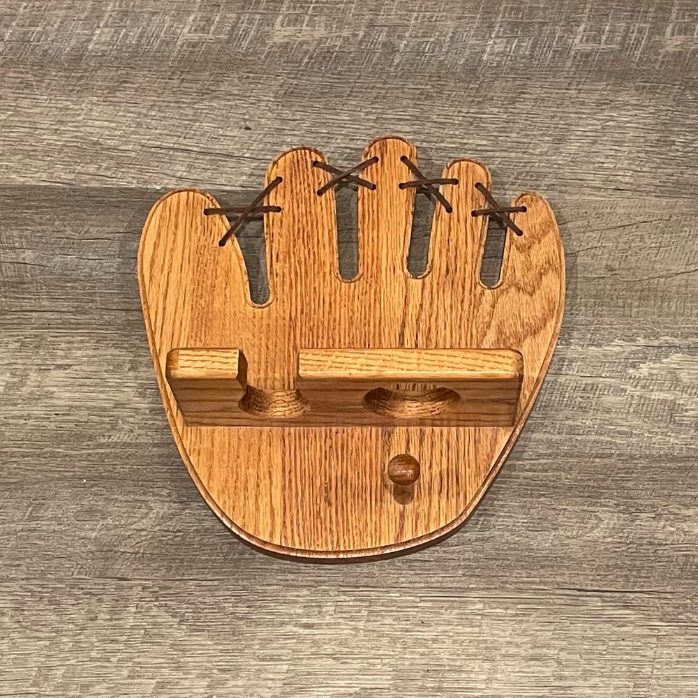 Handmade Oak Baseball and Baseball bat holder room decor like new